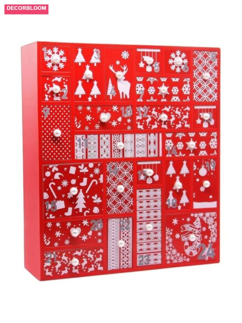 Wooden Advent Calendar 24 Drawers Countdown Christmas Décor Reusable